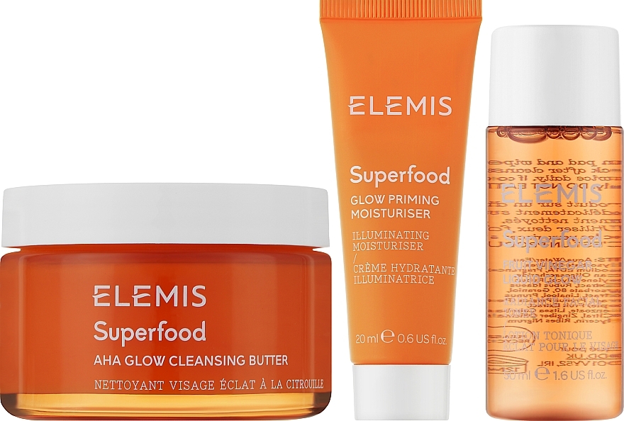 Набор - Elemis Superfood Skincare The Glow-Getters Triology (f/oil/90g + f/cr/20ml + f/toner/50ml) — фото N2