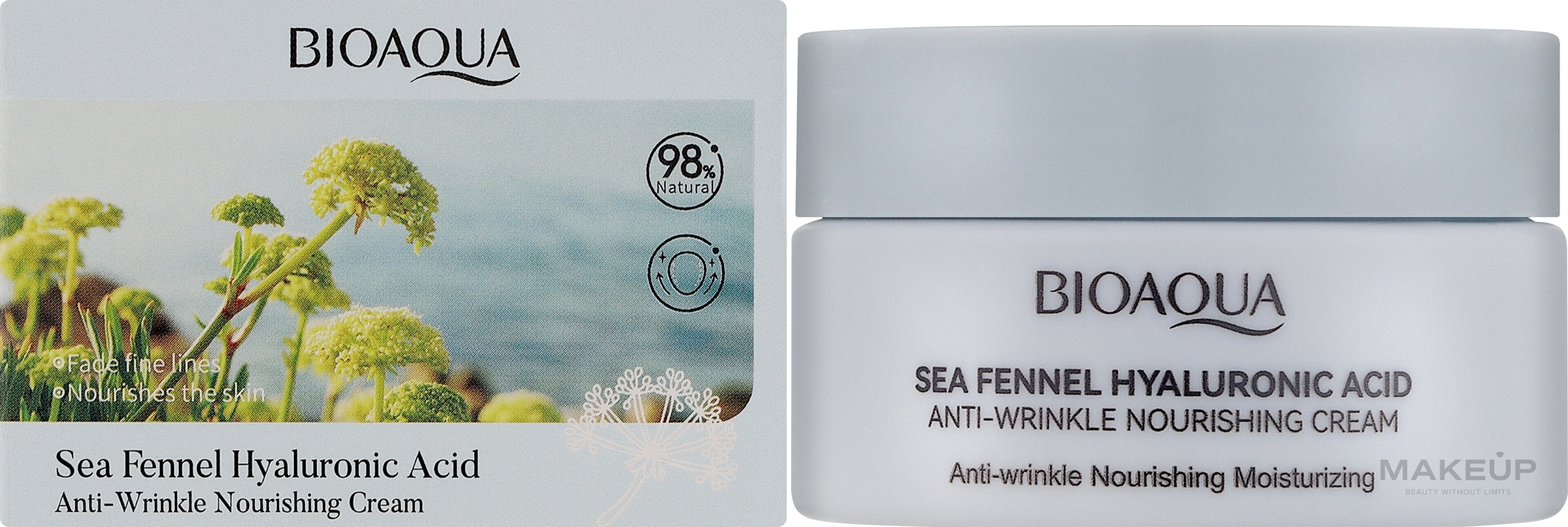 Живильний крем для обличчя від зморшок - Bioaqua Sea Fennel Hyaluronic Acid Cream — фото 60g