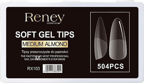 Типсы для ногтей, акриловые, прозрачные, 504 шт. - Reney Cosmetics Soft Gel Tips Medium Almond RX-103 — фото N1