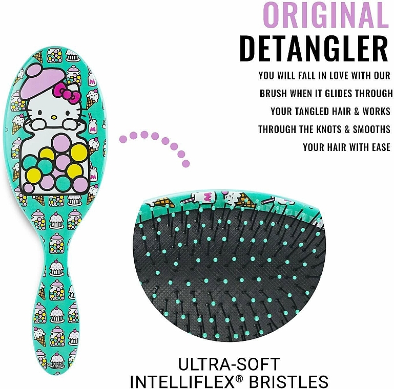 Щітка для волосся компактна, Хелоу Кітті, блакитна - Wet Brush Mini Detangler Hair Brush Hello Kitty Bubble Gum Blue — фото N2