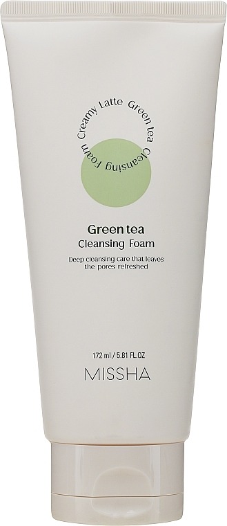 Очищающая пенка для лица с зеленым чаем - Missha Creamy Latte Cleansing Foam Green Tea