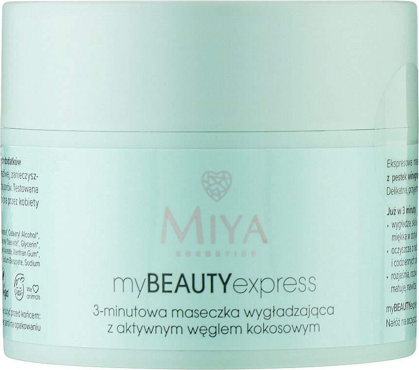 Розгладжувальна маска з активним кокосовим вугіллям - Miya Cosmetics My Beauty Express 3 Minute Mask