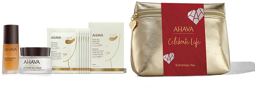 Набір - Ahava Celebrate Life Extremly You (f/cr/30ml + f/cr/50ml + eye/patch/6pcs + pouch) — фото N1