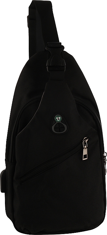 Рюкзак с одним плечевым ремнем и USB-разъемом - YMM BP-003, 17х33х9 см, черный — фото N1