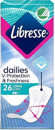 Ежедневные прокладки, 26 шт. - Libresse Dailies Protect Long Liners — фото N1