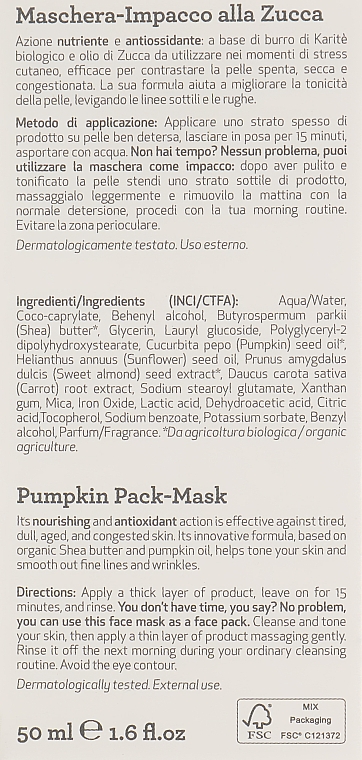 Живильна маска для обличчя з гарбузом - Bema Cosmetici Naturys Nourishing Pumpkin Farm Mask — фото N3