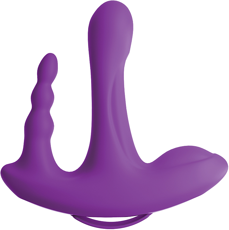 Вібратор з подвійним впливом і пультом, фіолетовий - PipeDream Threesome Rock N' Ride Purple — фото N2