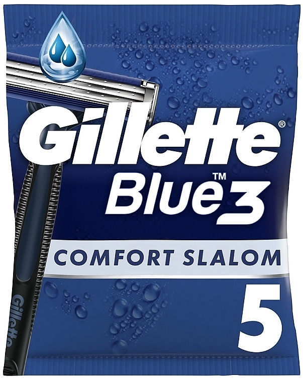 Набор одноразовых станков для бритья, 5 шт. - Gillette Blue 3 Comfort Slalom — фото N1