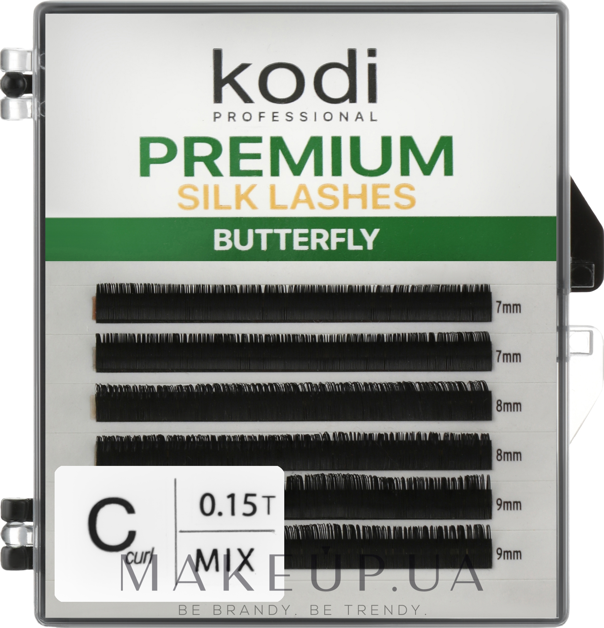 Накладні вії Butterfly Green C 0.15 (6 рядів: 7/9) - Kodi Professional — фото 1уп