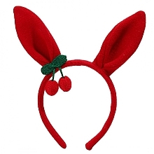 Обруч для волос с заячьими ушками и вишенками, красный - Ecarla — фото N1
