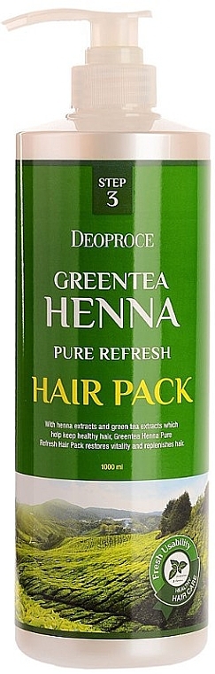 Маска для волос с зеленым чаем и хной - Deoproce Green Tea Henna Pure Refresh Hair Pack — фото N1