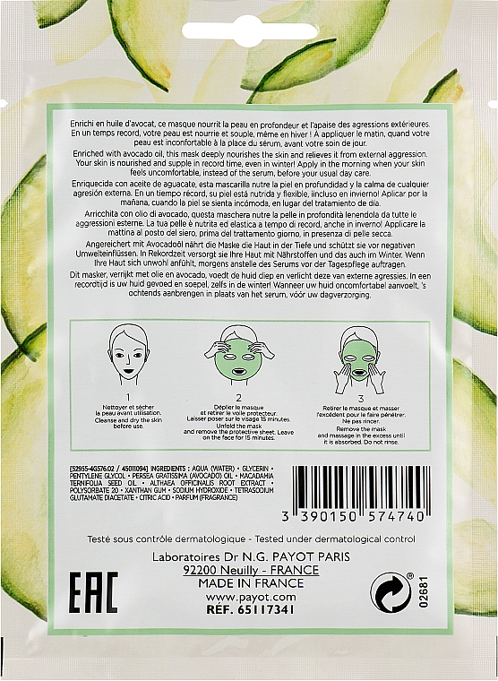 Тканевая маска питательная для сухой кожи с экстрактом авокадо - Payot Morning Mask Winter Is Coming Nourishing and Comforting Sheet Mask — фото N5