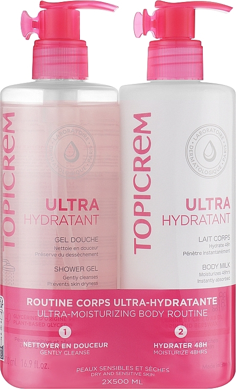 УЦЕНКА Набор - Topicrem Ultra-Moisturizing (sh/gel/500ml + b/milk/500ml) * — фото N1