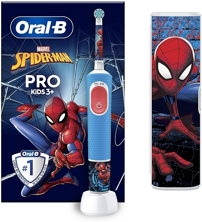 Набір - Oral-B Pro Kids Spider-Man (tooth/brush/1pcs + case) — фото N1