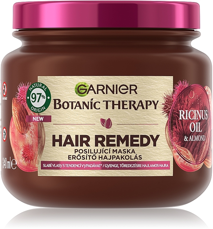 Укрепляющая маска для слабого, склонного к выпадению волос "Касторовое масло и миндаль" - Garnier Botanic Therapy Hair Remedy Anti Hair Fall Mask