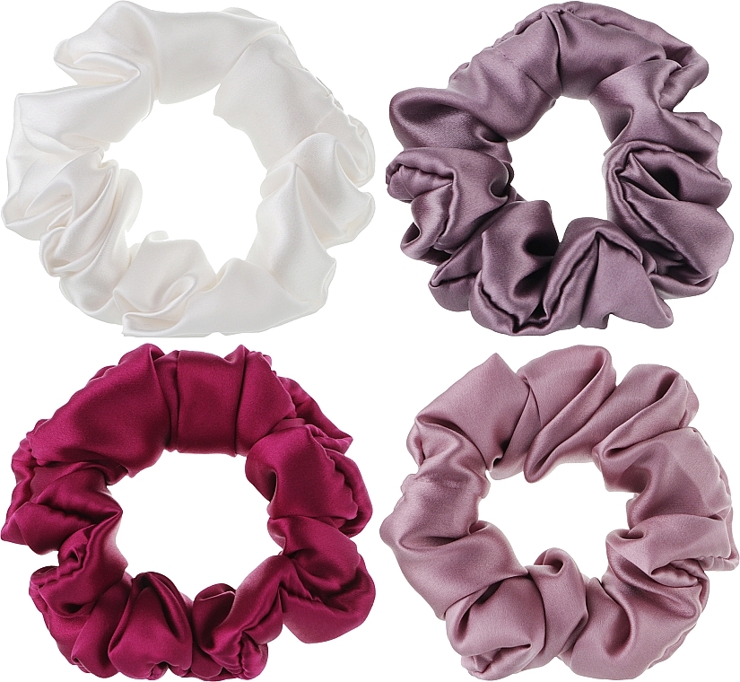 Подарочный набор шелковых резинок для волос, розовые, 4 шт - ScrunchyUA — фото N2