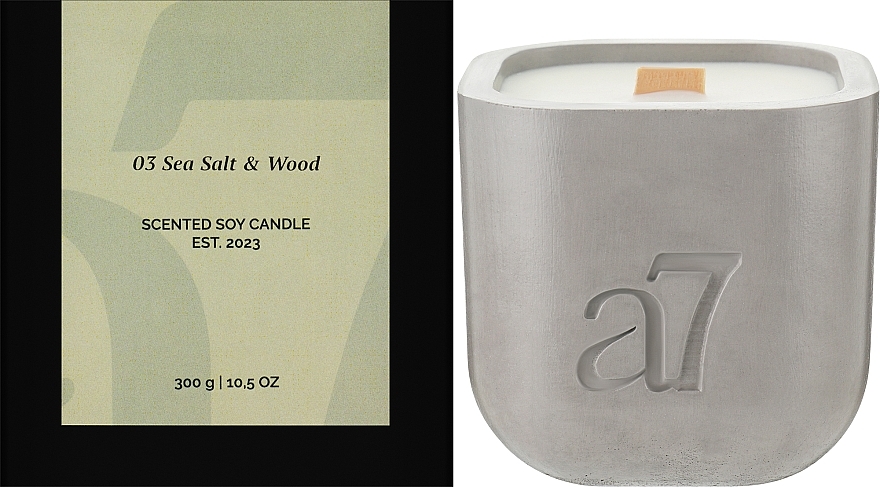 Ароматична соєва свічка, біла - A7 Candles Sea Salt&Wood — фото N6