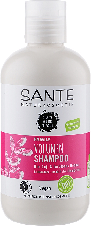Биошампунь для объёма волос «Ягоды годжи и нейтральная хна» - Sante Family Volume Shampoo
