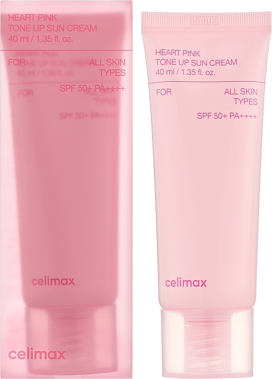 Солнцезащитный крем для сияния кожи - Celimax Heart Pink Tone Up Sun Cream SPF50+ PA++++ — фото N2