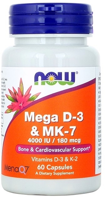 Харчова добавка "Mega D-3 & MK-7 4000" - Now Foods Mega D-3 & MK-7 4000 IU — фото N1