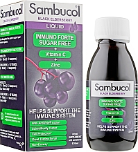 Сироп для иммунитета "Черная бузина + Витамин С + Цинк" без сахара - Sambucol Immuno Forte Sugar Free — фото N2