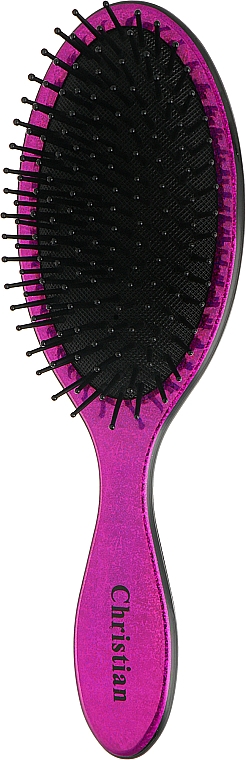 Массажная щетка для волос голографическая, CR-4285, розовая - Christian — фото N1