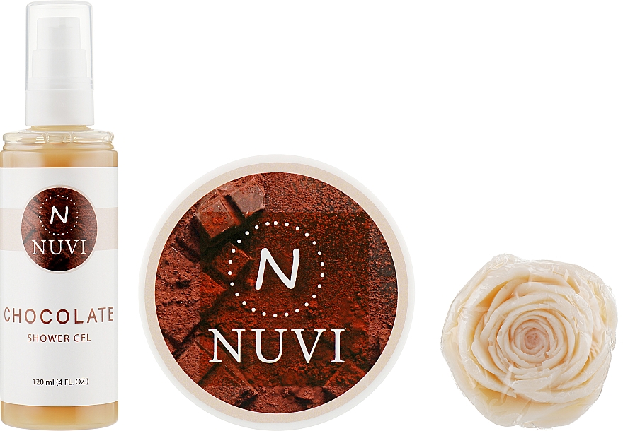 Подарочный набор для тела "Шоколад" - Nuvi (soap/75g + b/scrub/200g + show/gel/120ml)