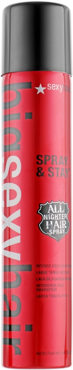 Лак для обсягу екстрасильної фіксації - SexyHair BigSexyHair Spray & Stay All Nighter Hair Spray Intense Hold — фото N3