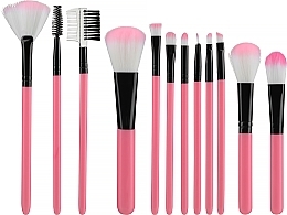 Набор кистей для макияжа в тубусе, розовый, 12 шт - Deni Carte — фото N1