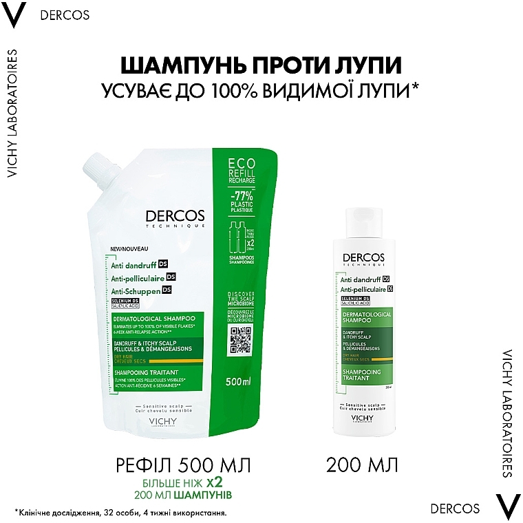 УЦІНКА Шампунь від лупи для сухого волосся - Vichy Dercos Anti-Dandruff Treatment Shampoo * — фото N9