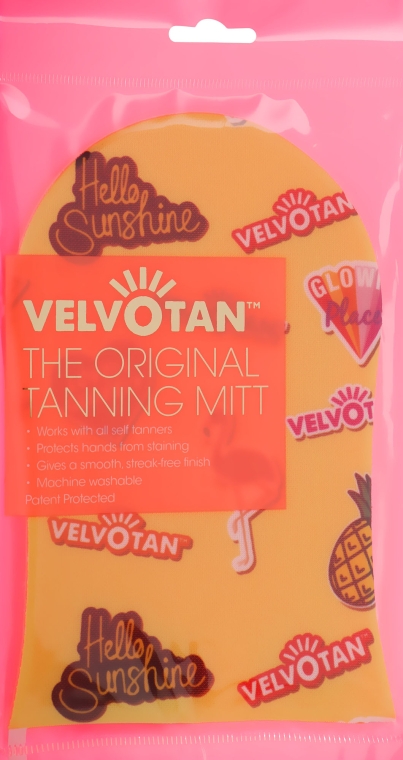 Аплікатор-рукавиця для автозасмаги, жовта в принт - Velvotan The Original Tanning Mitt — фото N1