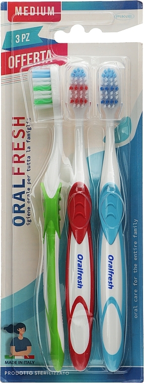 Зубная щетка "Oral Fresh" средней жесткости, 3 шт. - Piave Expertise — фото N1