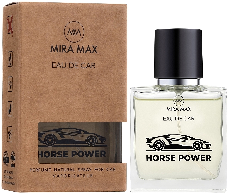 Ароматизатор для авто - Mira Max Eau De Car Horse Power Perfume Natural Spray For Car Vaporisateur — фото N2