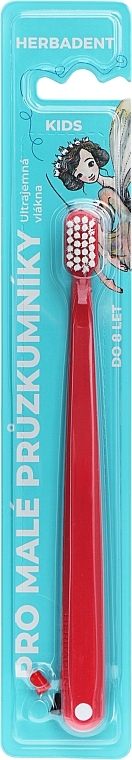 Зубная щетка детская, ультрамягкая, до 8 лет, красная - Herbadent Kids Toothbrush  — фото N1