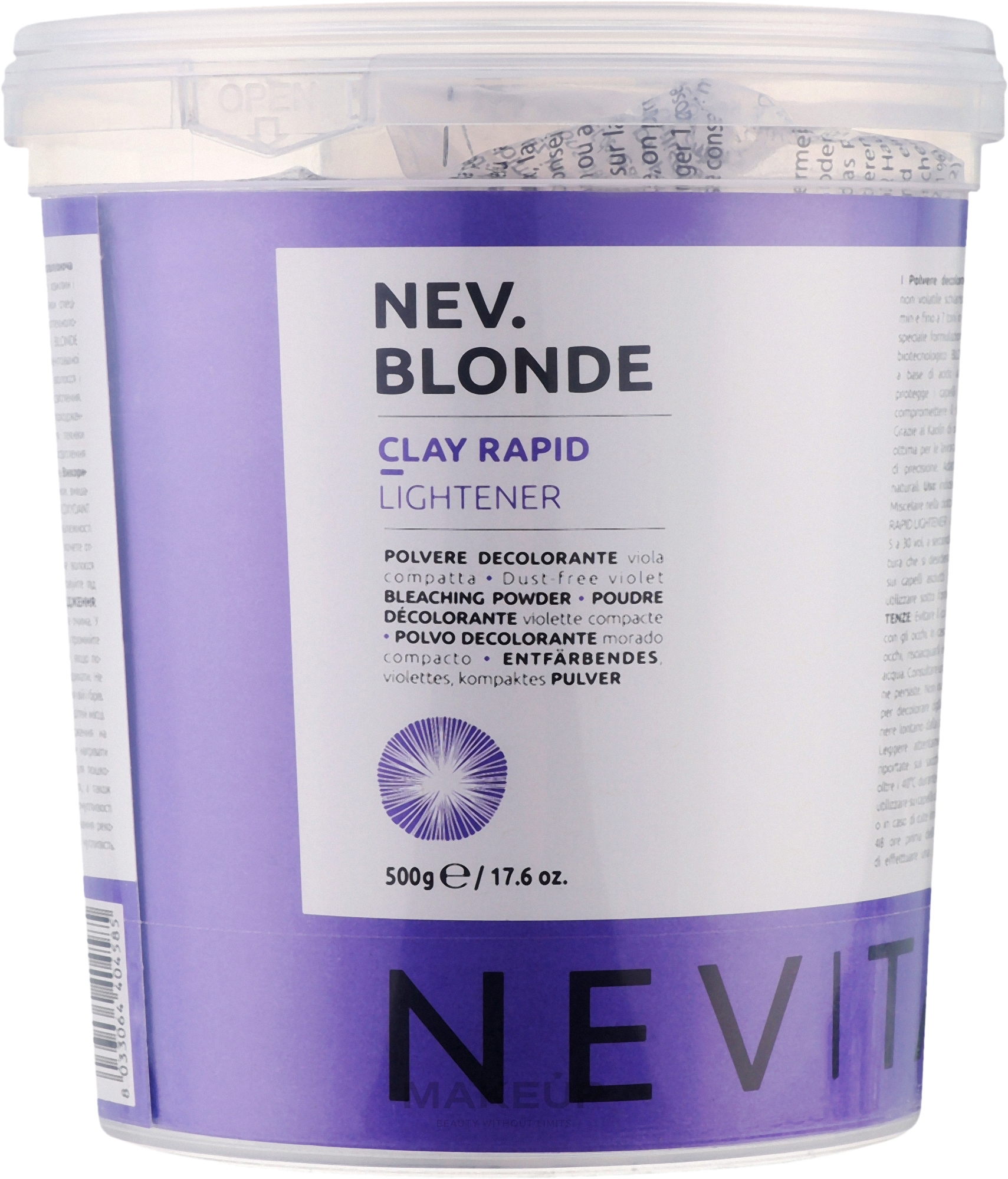 Осветляющая глина, 7 тонов - Nevitaly New Blonde Clay Rapid Lightener — фото 500g