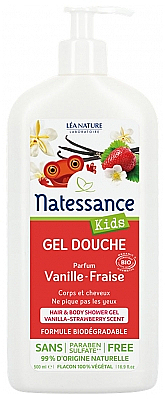 Органический гель для душа - Natessance Kids Vanilla Strawberry Shower Gel — фото N1