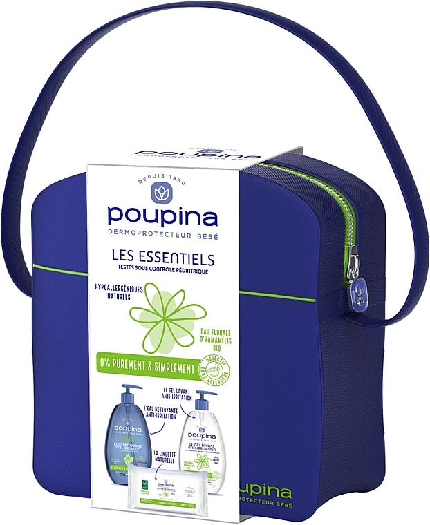 Набір - Poupina Les Essentiels Kit (cl/gel/485ml + cl/water/485ml + wipes + bag) — фото N3