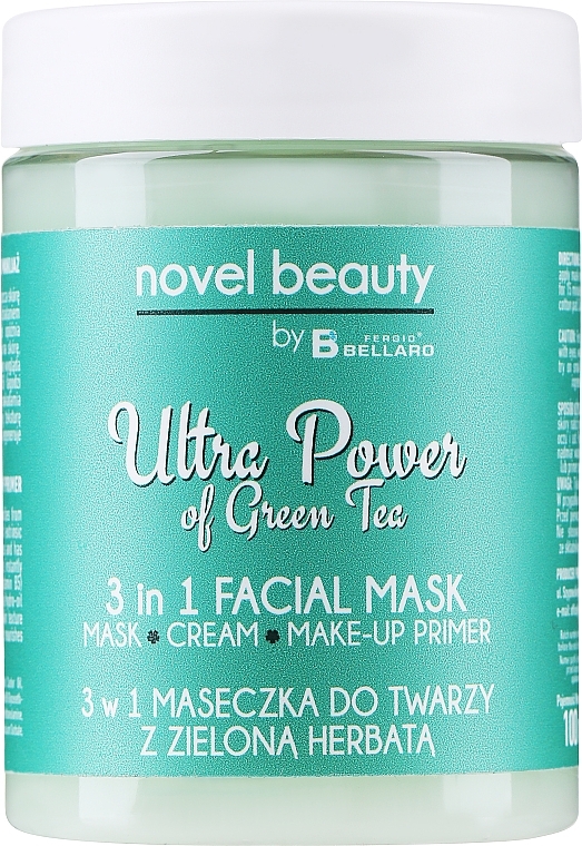 Маска для обличчя 3в1 із зеленим чаєм - Fergio Bellaro Novel Beauty Ultra Power Facial Mask — фото N1