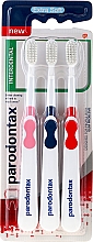 Набір зубних щіток, екстрам'які, рожева + блакитна + червона - Parodontax Interdental Extra Soft — фото N1