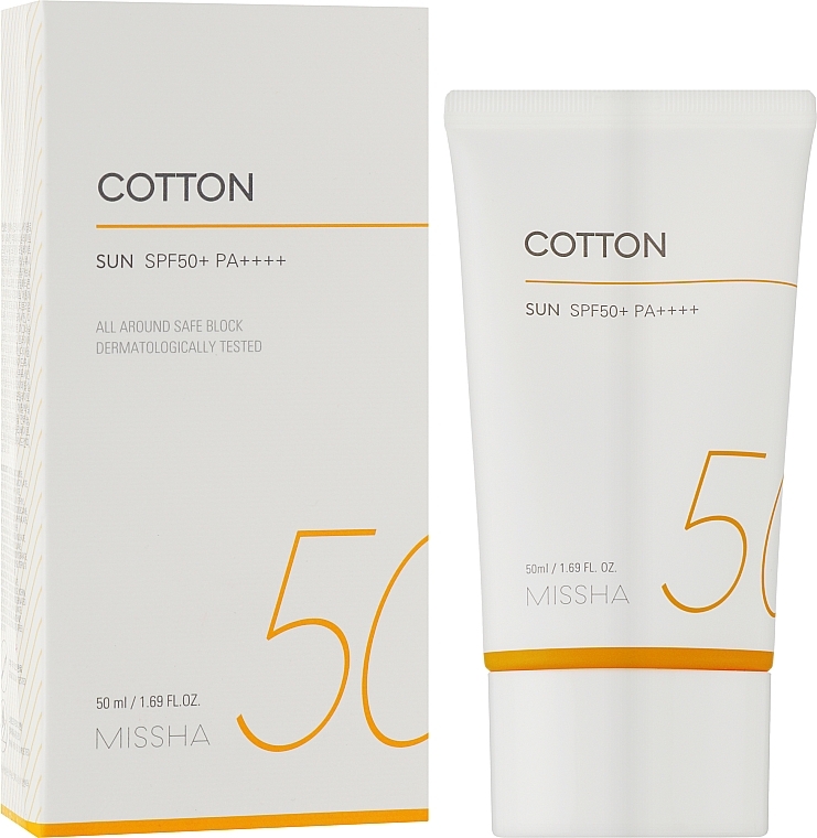 Сонцезахисний крем з оксамитовим фінішем - Missha All Around Safe Block Cotton Sun SPF 50+ PA++++ — фото N2