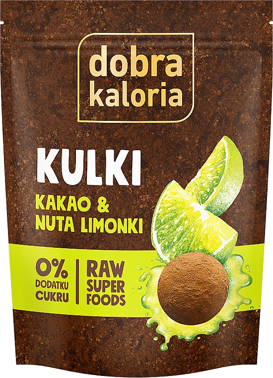 Енергетичні кульки з какао та лаймовим смаком - Dobra Kaloria RAW Superfoods Balls Cacao & Lime — фото N1