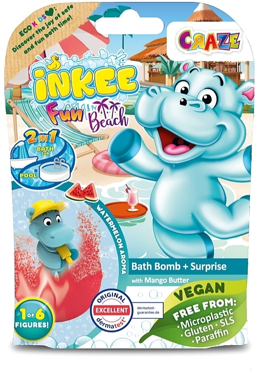 Ароматная бомбочка для ванны с игрушкой "Бегемотики" - Craze Inkee Bath Bomb With Surprise — фото N2