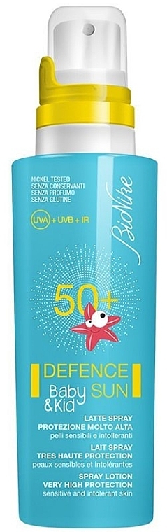 Дитячий спрей-лосьйон для засмаги SPF50+ - BioNike Defence Sun Baby & Kid Spray Lotion SPF50+ — фото N1