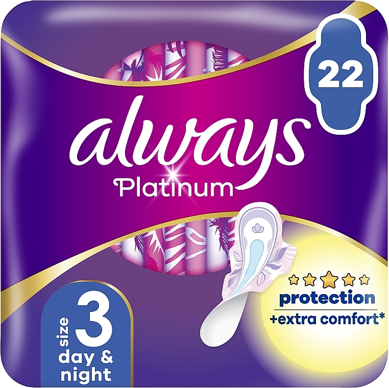 Гигиенические прокладки, размер 3, 22 шт - Always Platinum Protection +Extra Comfort Day&Night — фото N1