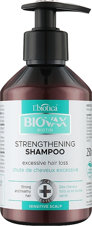 Стимулирующий укрепляющий шампунь для волос - Biovax Biotin Strengthening Shampoo