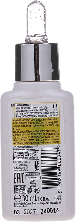 Ліпосомальний підсилювач депігментації для обличчя - Bielenda Professional C-Shot 20% Vitamin C — фото N2