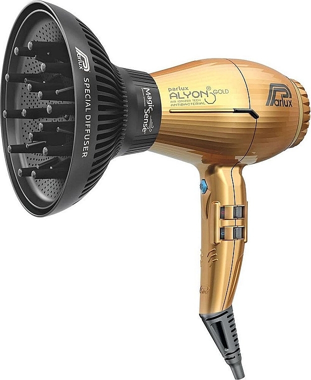 Фен для волос с диффузором, золото - Parlux Hair Dryer Alyon Gold Diffuser — фото N2