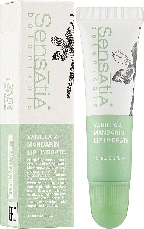 Бальзам-блиск для губ "Ваніль і мандарин" - Sensatia Botanicals Vanilla & Mandarin Lip Hydrate — фото N2