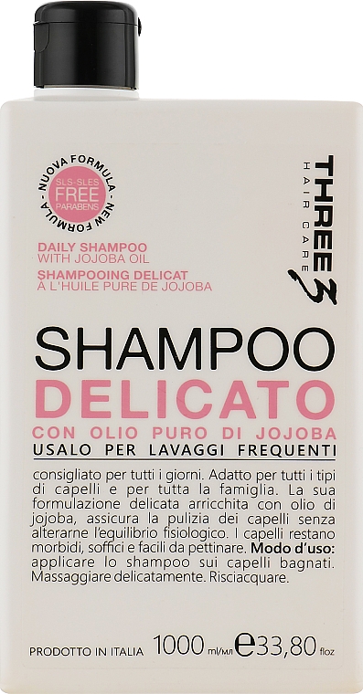 Шампунь для волос с маслом жожоба - Faipa Roma Three Hair Care Delicate Shampoo  — фото N3