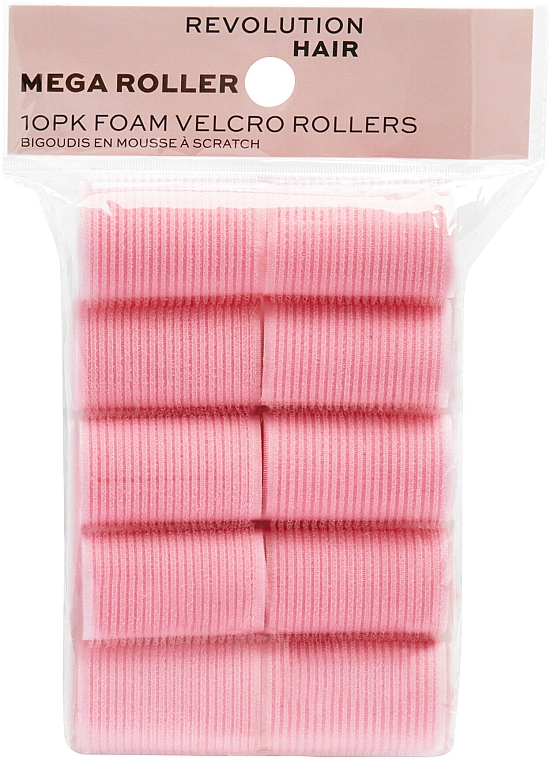 Бигуди-липучки, розовые, 10 шт. - Revolution Haircare Mega Pink Velcro Heatless Rollers — фото N1